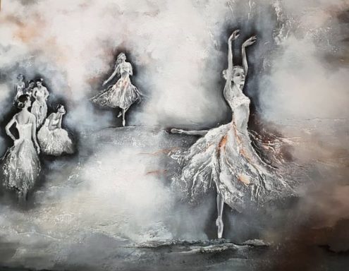 Dieses Werk vermittelt eine lebendige Darstellung von Bewegung und Eleganz. Die Ballerina vermittelt Leichtigkeit und Grazie zugleich,